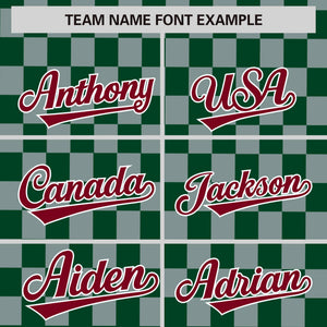 Custom Green Gray Personalized Plaid Fashion Design Authentic Baseball Jersey