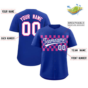 Custom Royal Pink Personalized Plaid Fashion Design Authentic Baseball Jersey