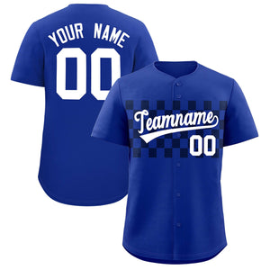 Custom Royal Navy Personalized Plaid Fashion Design Authentic Baseball Jersey