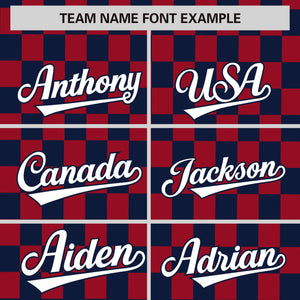 Custom Navy Red Personalized Plaid Fashion Design Authentic Baseball Jersey