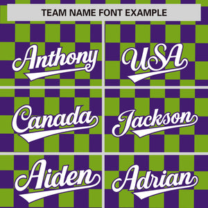 Custom Purple Neon Green Personalized Plaid Fashion Design Authentic Baseball Jersey