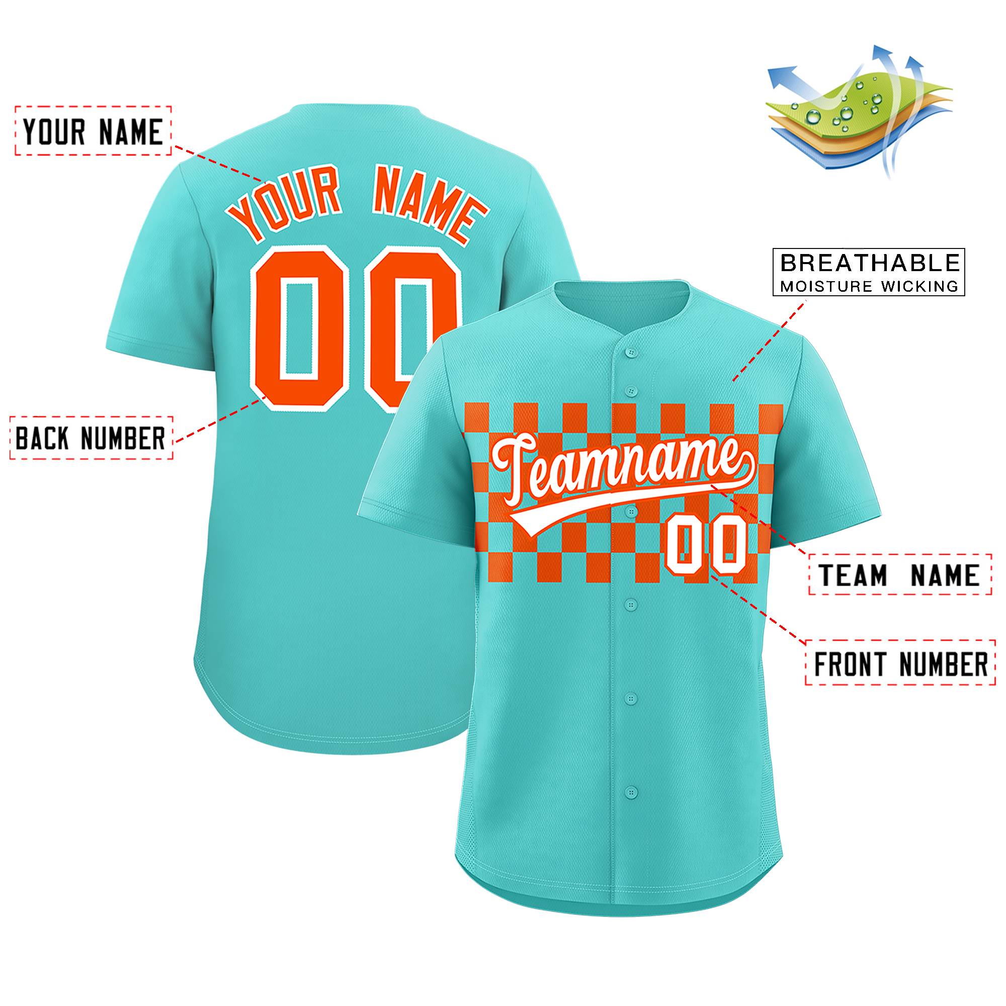 Custom Bright Green Orange Personalized Plaid Fashion Design Authentic Baseball Jersey