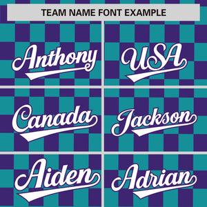 Custom Aqua Purple Personalized Plaid Fashion Design Authentic Baseball Jersey