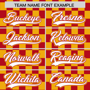 Custom Red Gold Personalized Plaid Fashion Design Authentic Baseball Jersey