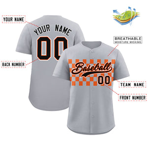 Custom Gray Orange Personalized Plaid Fashion Design Authentic Baseball Jersey