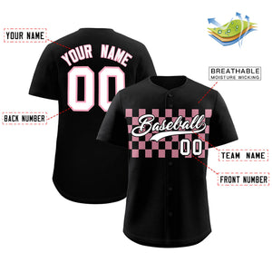 Custom Black Light Pink Personalized Plaid Fashion Design Authentic Baseball Jersey