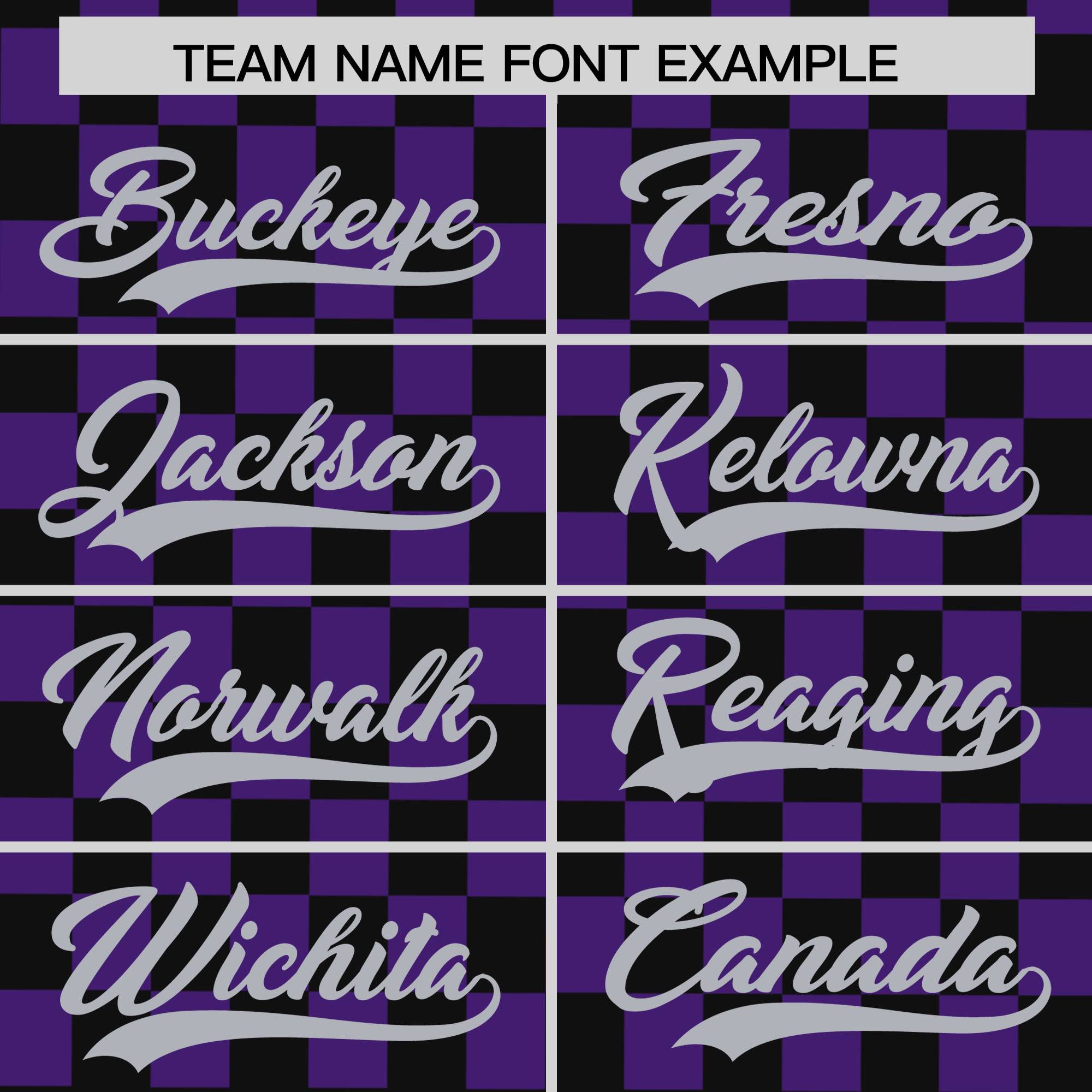 Custom Black Purple Personalized Plaid Fashion Design Authentic Baseball Jersey