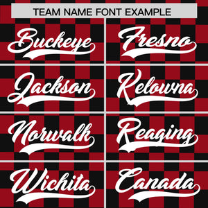 Custom Black Red Personalized Plaid Fashion Design Authentic Baseball Jersey