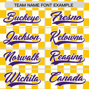 Custom Gold White Personalized Plaid Fashion Design Authentic Baseball Jersey