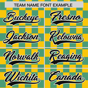 Custom Gold Aqua Personalized Plaid Fashion Design Authentic Baseball Jersey