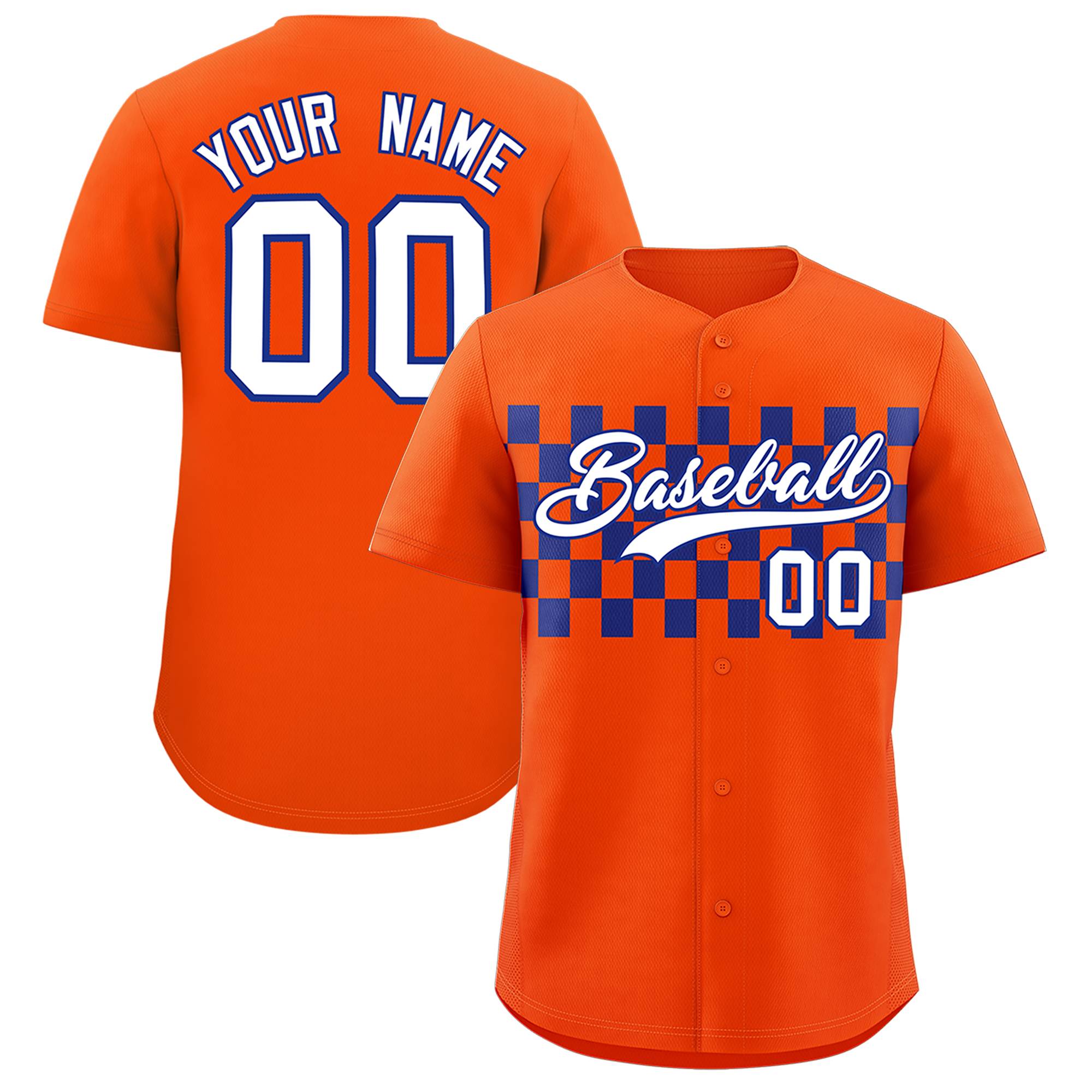 Custom Orange Royal Personalized Plaid Fashion Design Authentic Baseball Jersey