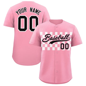 Custom Light Pink White Personalized Plaid Fashion Design Authentic Baseball Jersey