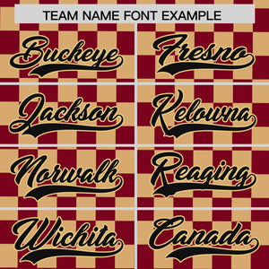 Custom Crimson Khaki Personalized Plaid Fashion Design Authentic Baseball Jersey