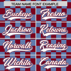 Custom Crimson Light Blue Personalized Plaid Fashion Design Authentic Baseball Jersey