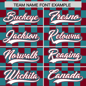 Custom Crimson Aqua Personalized Plaid Fashion Design Authentic Baseball Jersey