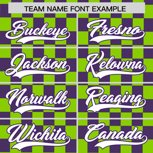 Custom Neon Green Purple Personalized Plaid Fashion Design Authentic Baseball Jersey