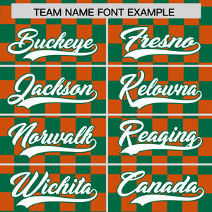 Custom Kelly Green Orange Personalized Plaid Fashion Design Authentic Baseball Jersey