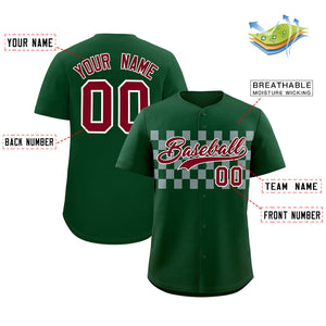 Custom Green Gray Personalized Plaid Fashion Design Authentic Baseball Jersey