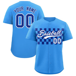 Custom Powder Blue Royal Personalized Plaid Fashion Design Authentic Baseball Jersey