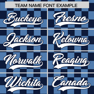 Custom Navy Light Blue Personalized Plaid Fashion Design Authentic Baseball Jersey