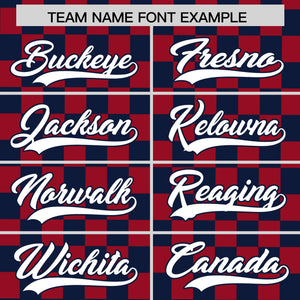 Custom Navy Red Personalized Plaid Fashion Design Authentic Baseball Jersey