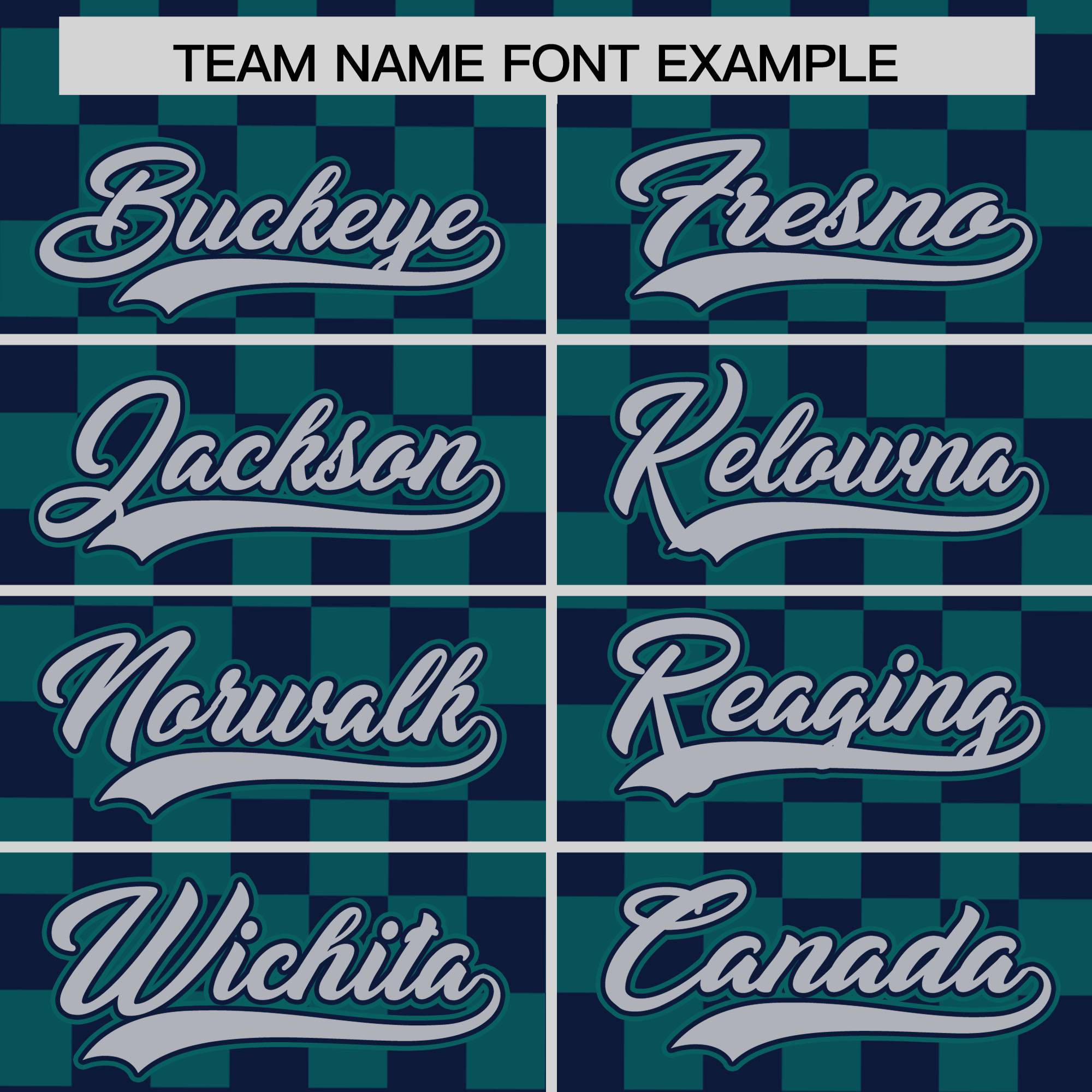 Custom Navy Aqua Personalized Plaid Fashion Design Authentic Baseball Jersey