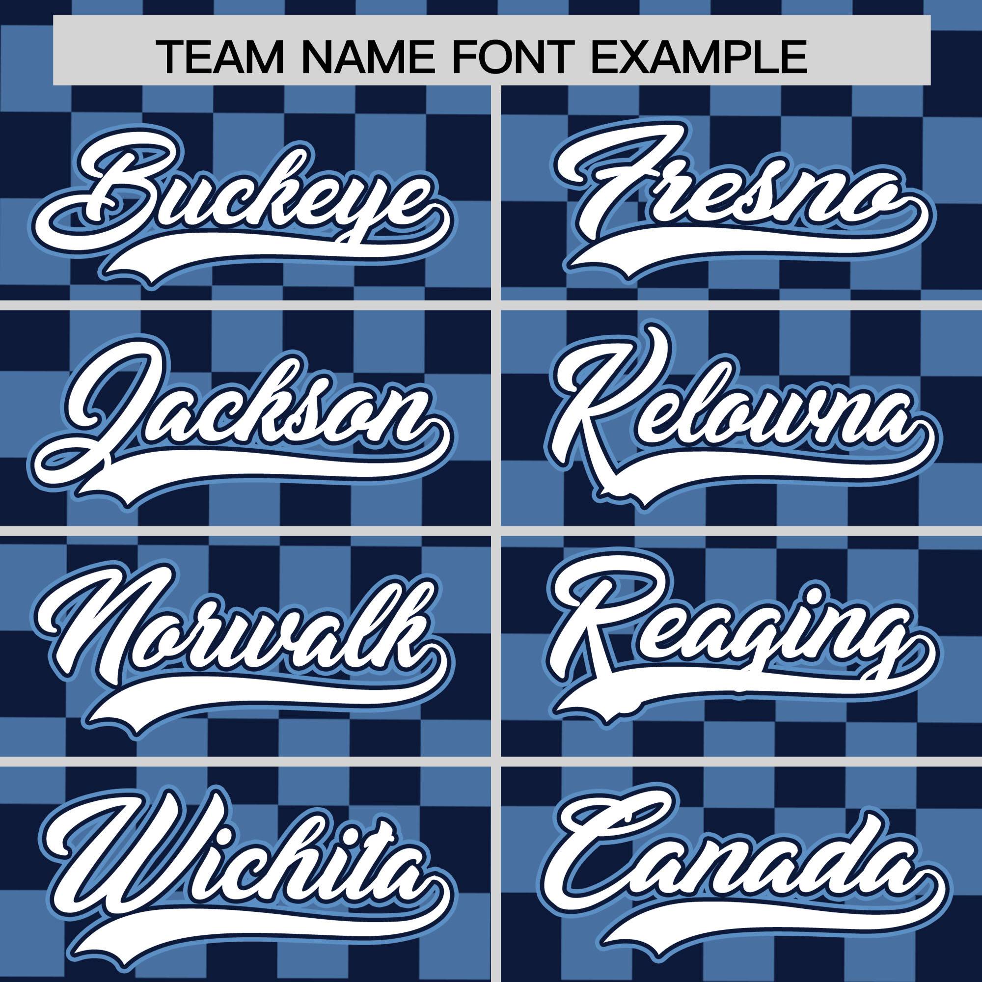 Custom Navy Light Blue Personalized Plaid Fashion Design Authentic Baseball Jersey