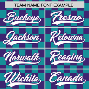 Custom Aqua Purple Personalized Plaid Fashion Design Authentic Baseball Jersey