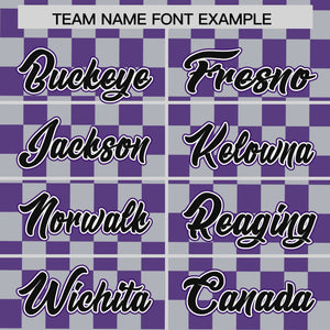 Custom Gray Purple Personalized Plaid Fashion Design Authentic Baseball Jersey