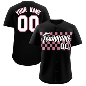 Custom Black Light Pink Personalized Plaid Fashion Design Authentic Baseball Jersey