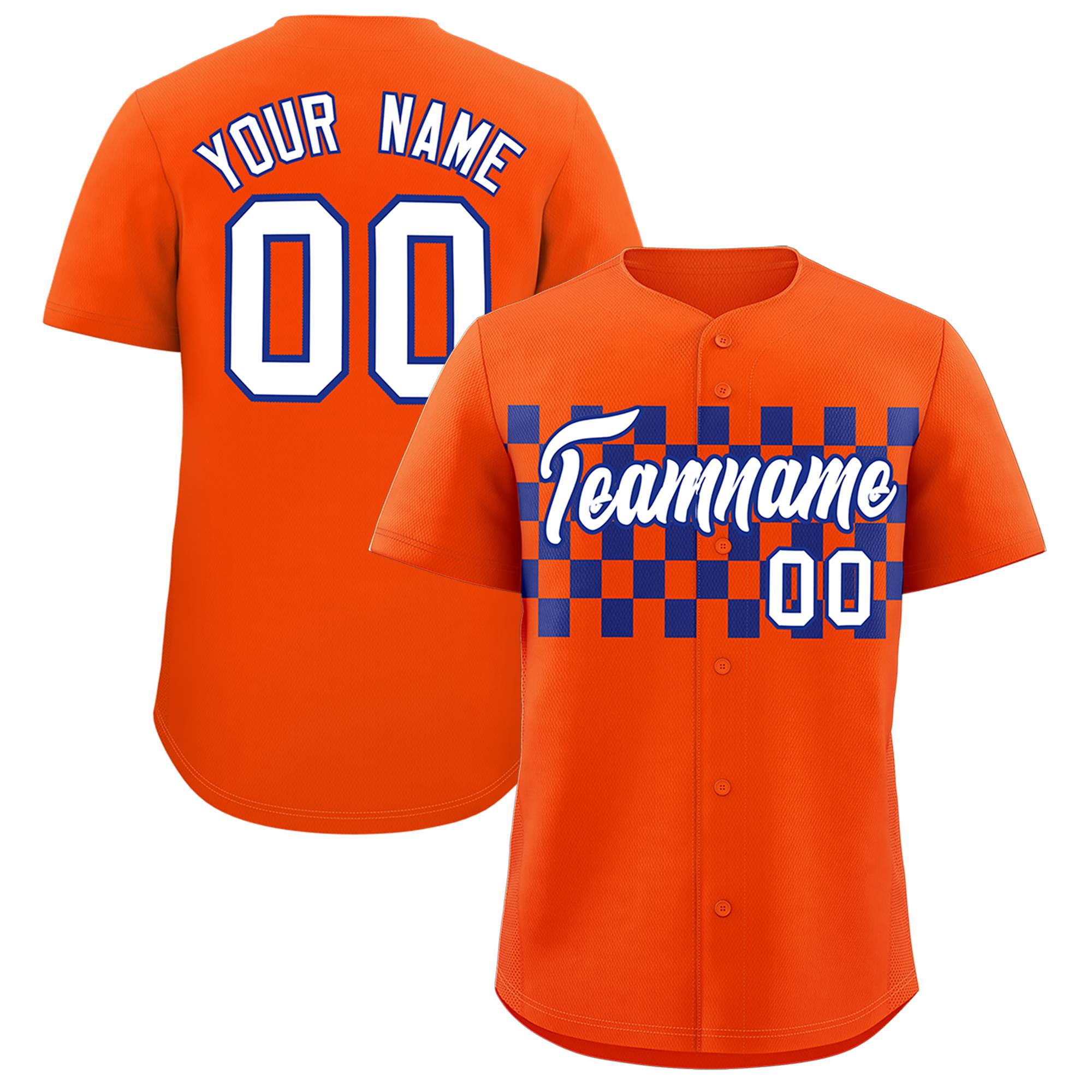 Custom Orange Royal Personalized Plaid Fashion Design Authentic Baseball Jersey