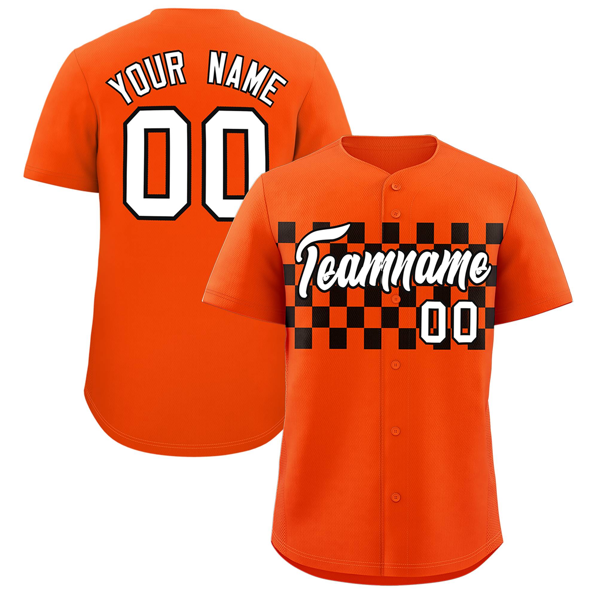 Custom Orange Black Personalized Plaid Fashion Design Authentic Baseball Jersey