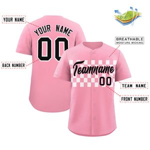 Custom Light Pink White Personalized Plaid Fashion Design Authentic Baseball Jersey