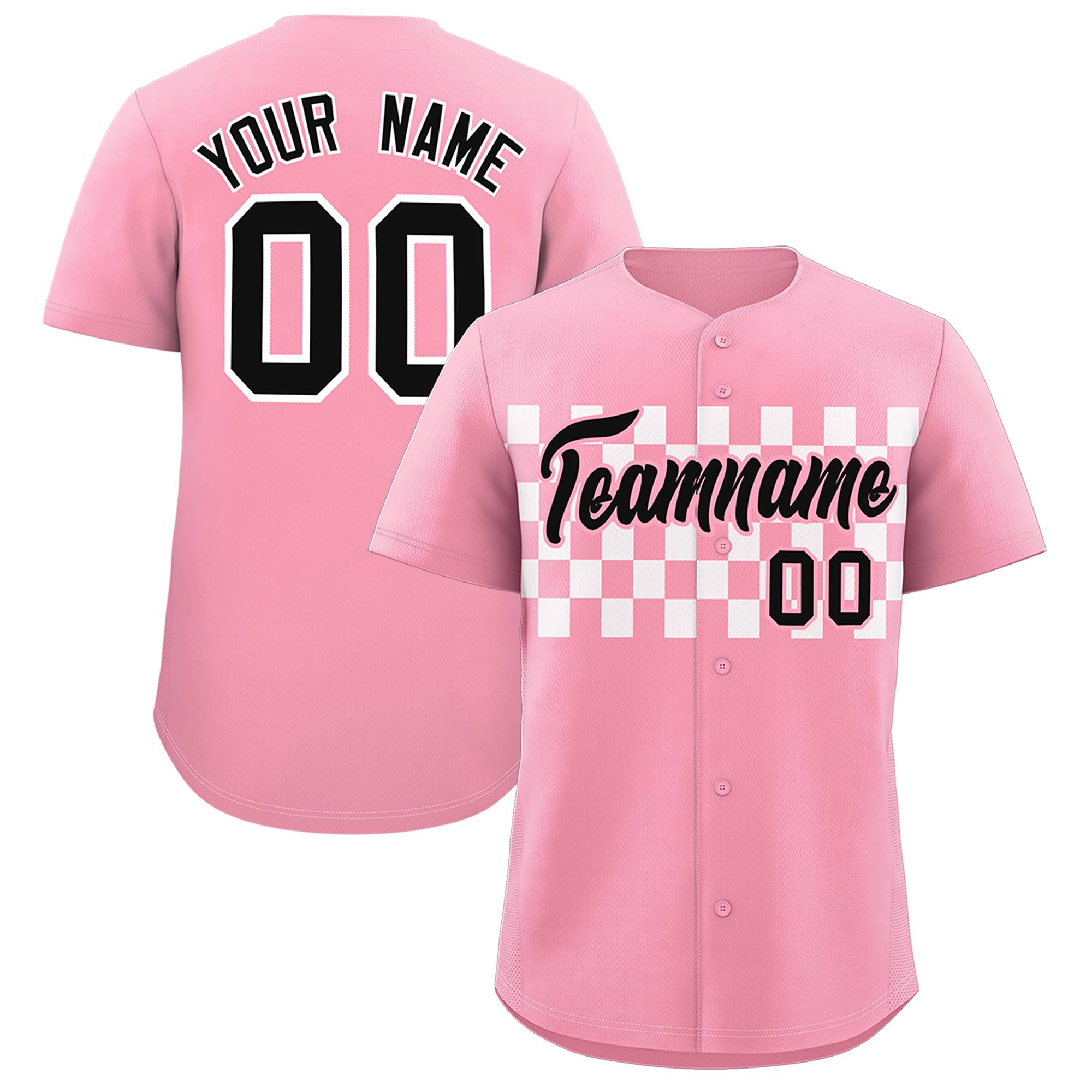 Custom Light Pink White Personalized Plaid Fashion Design Authentic Baseball Jersey