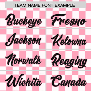 Custom Light Pink White Personalized Plaid Fashion Design Authentic Baseball Jersey