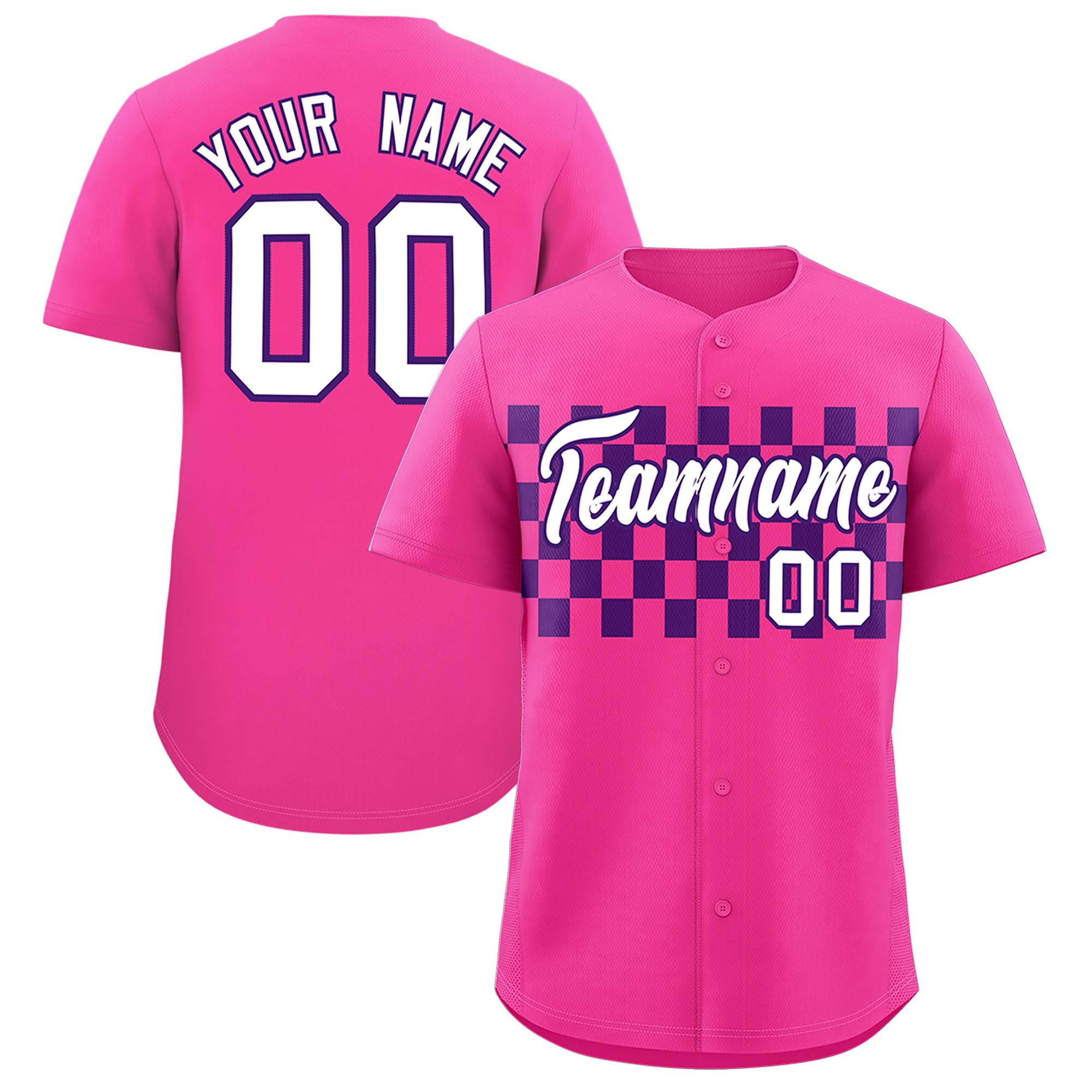 Custom Pink Purple Personalized Plaid Fashion Design Authentic Baseball Jersey