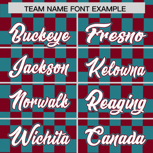 Custom Crimson Aqua Personalized Plaid Fashion Design Authentic Baseball Jersey