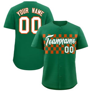 Custom Kelly Green Orange Personalized Plaid Fashion Design Authentic Baseball Jersey