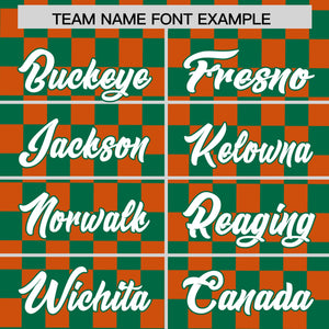 Custom Kelly Green Orange Personalized Plaid Fashion Design Authentic Baseball Jersey