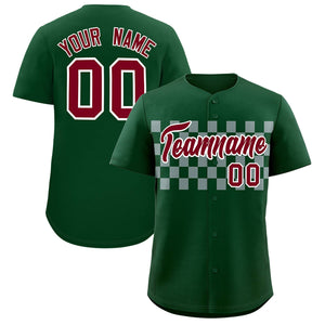 Custom Green Gray Personalized Plaid Fashion Design Authentic Baseball Jersey