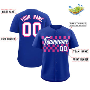 Custom Royal Pink Personalized Plaid Fashion Design Authentic Baseball Jersey