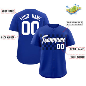 Custom Royal Navy Personalized Plaid Fashion Design Authentic Baseball Jersey