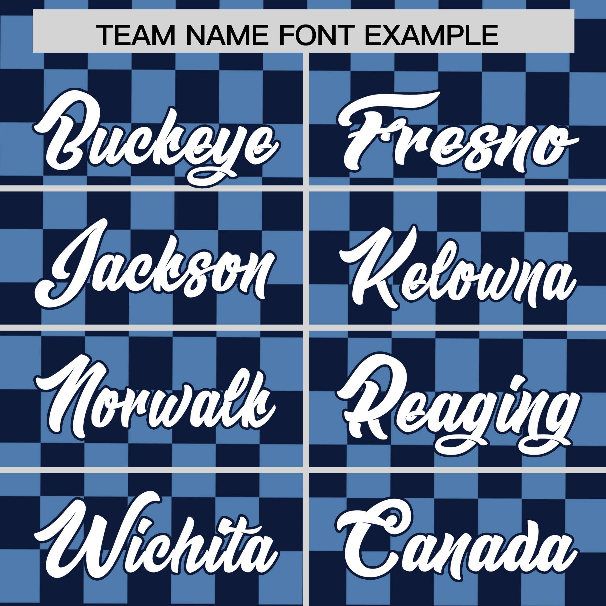 Custom Navy Light Blue Personalized Plaid Fashion Design Authentic Baseball Jersey