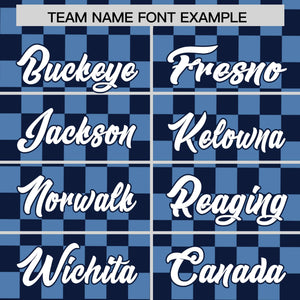 Custom Navy Light Blue Personalized Plaid Fashion Design Authentic Baseball Jersey