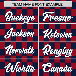 Custom Navy Red Personalized Plaid Fashion Design Authentic Baseball Jersey