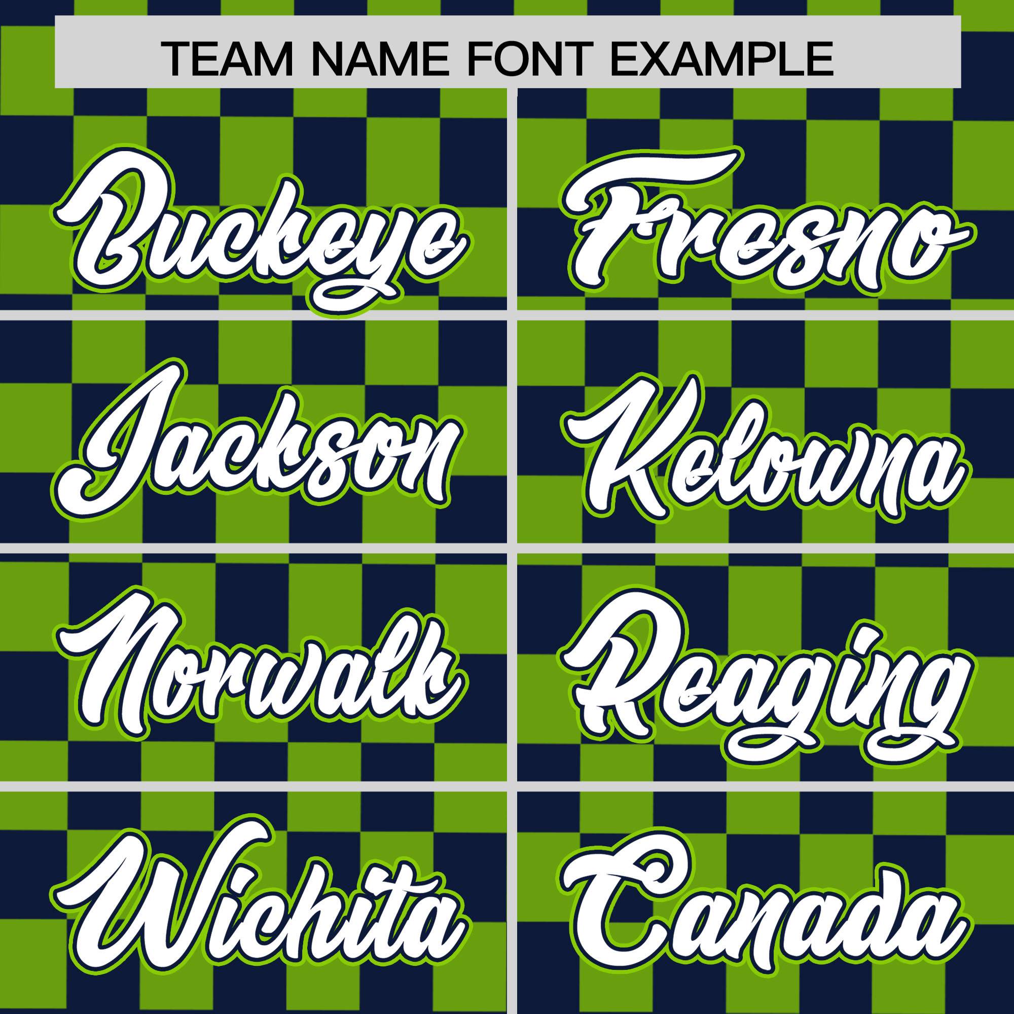 Custom Navy Neon Green Personalized Plaid Fashion Design Authentic Baseball Jersey