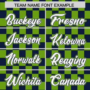 Custom Navy Neon Green Personalized Plaid Fashion Design Authentic Baseball Jersey