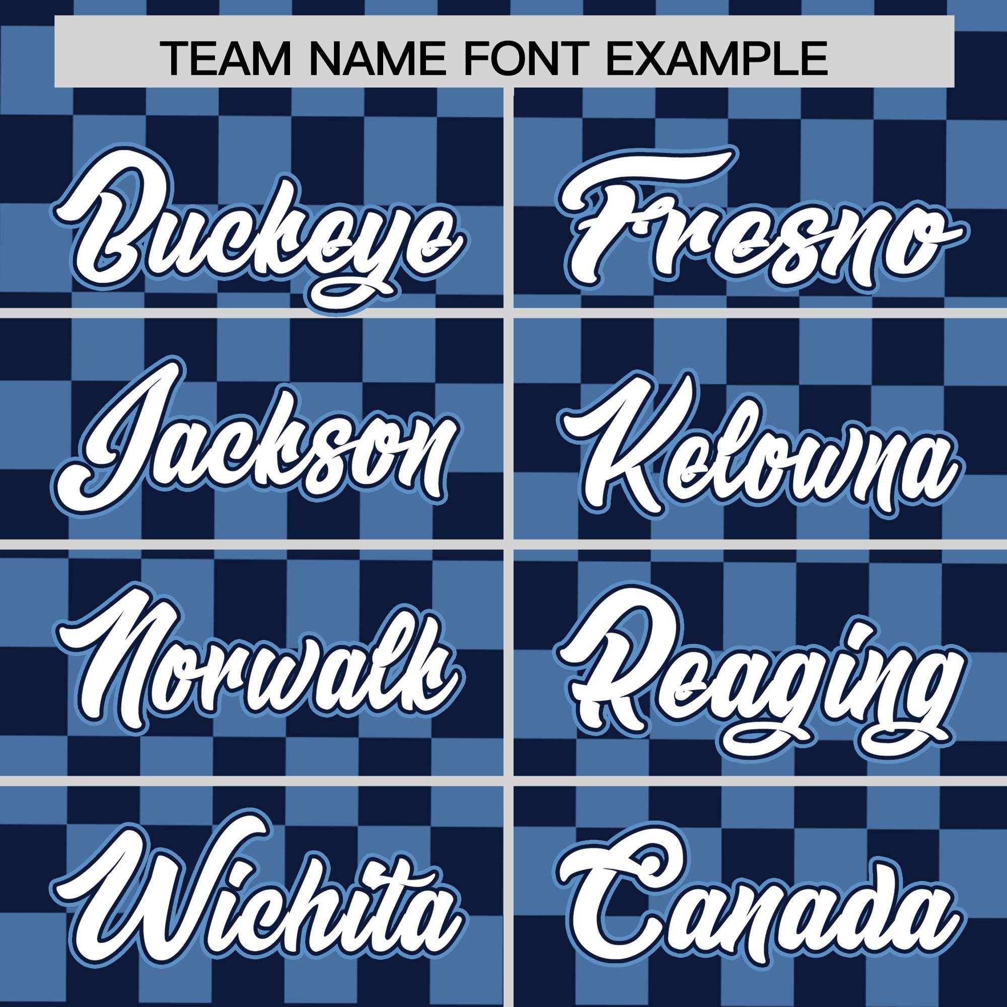 Custom Navy Light Blue Personalized Plaid Fashion Design Authentic Baseball Jersey