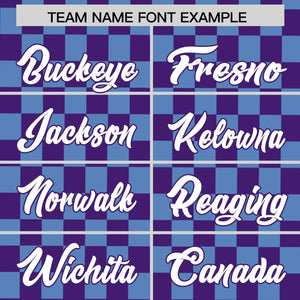 Custom Purple Light Blue Personalized Plaid Fashion Design Authentic Baseball Jersey