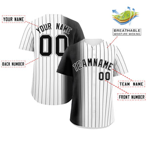 Custom White Black Pinstripe Personalized Gradient Authentic Baseball Jersey